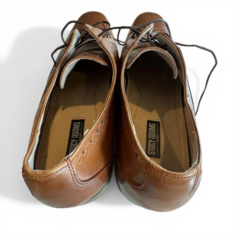 Stacy Adams Wingtip Oxford‎ Dress Shoes Men's 11 Brown Leather Brogue Lace Up